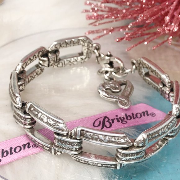 Brighton Open Rectangle Link Silver Heart Bracelet - Picture 1 of 8